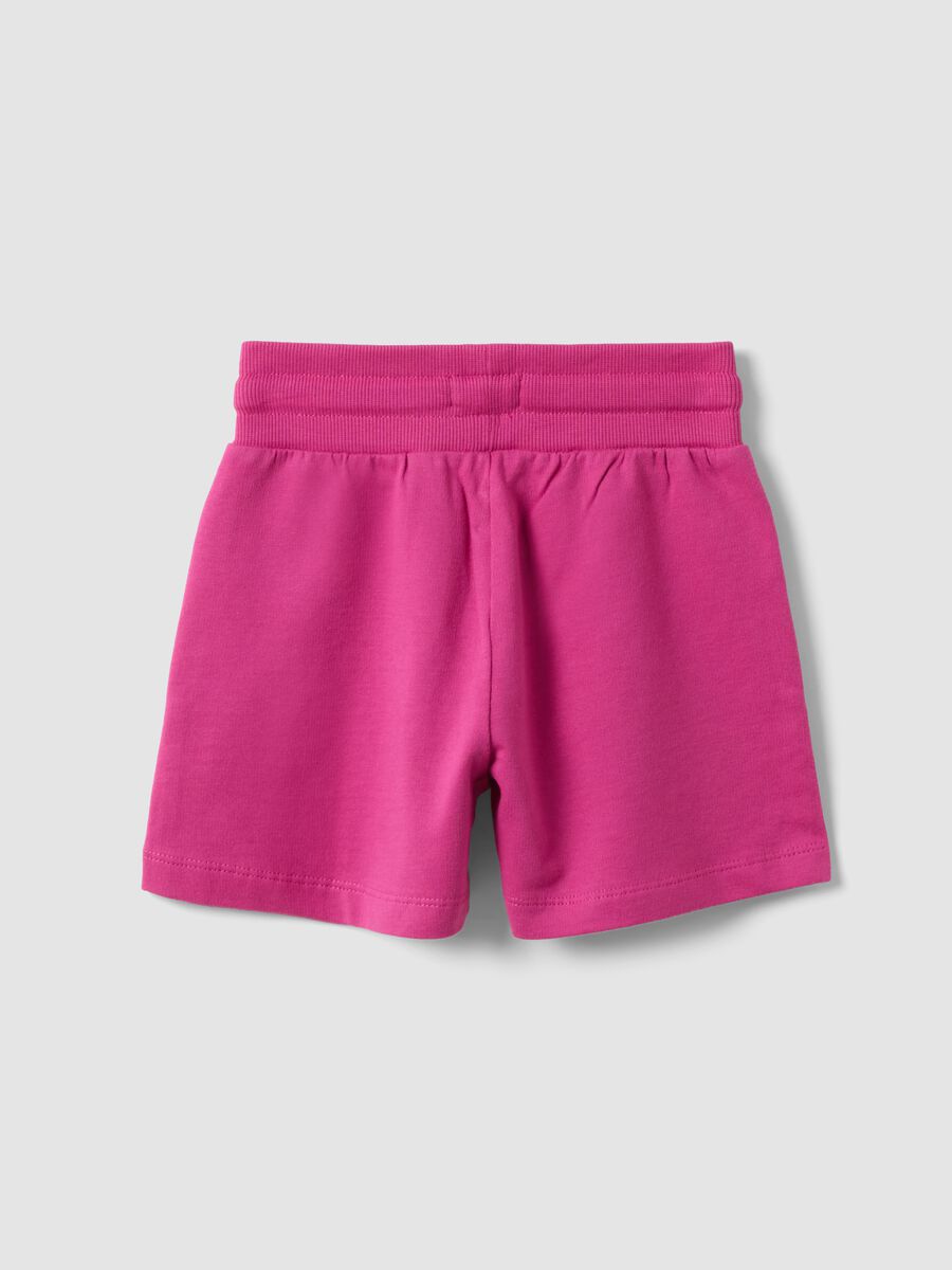 Pink regular-fit pure cotton shorts with elasticated waist for girls_1