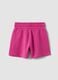 Pink regular-fit pure cotton shorts with elasticated waist for girls_1