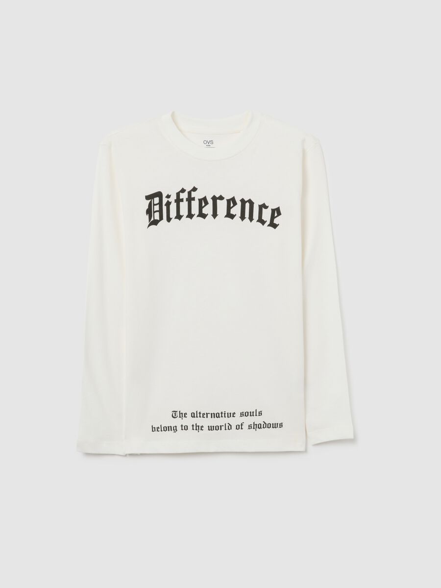 T-shirt bianca da ragazzo in puro cotone vestibilità oversize_0