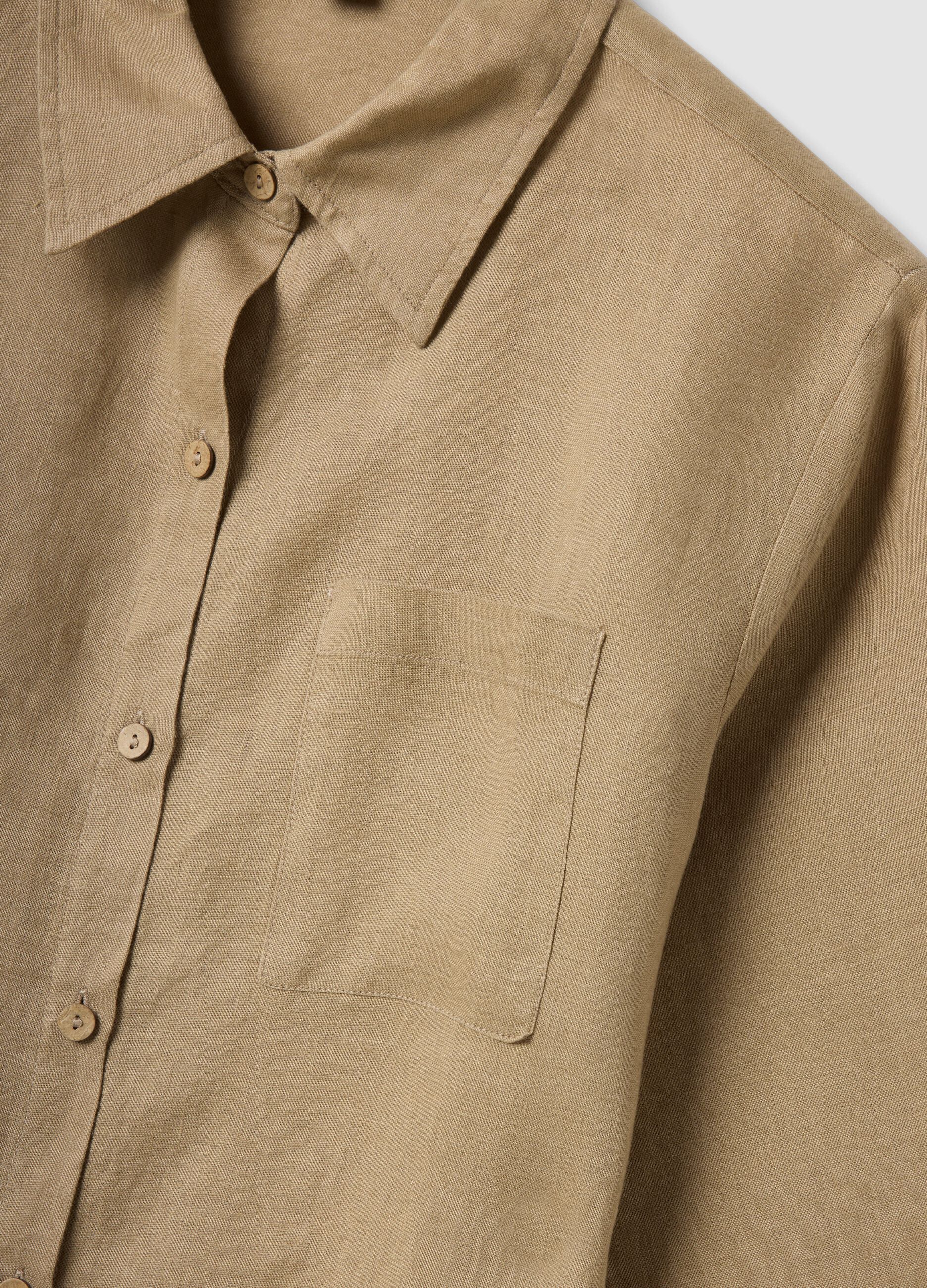 Long beige pure linen beach cover-up