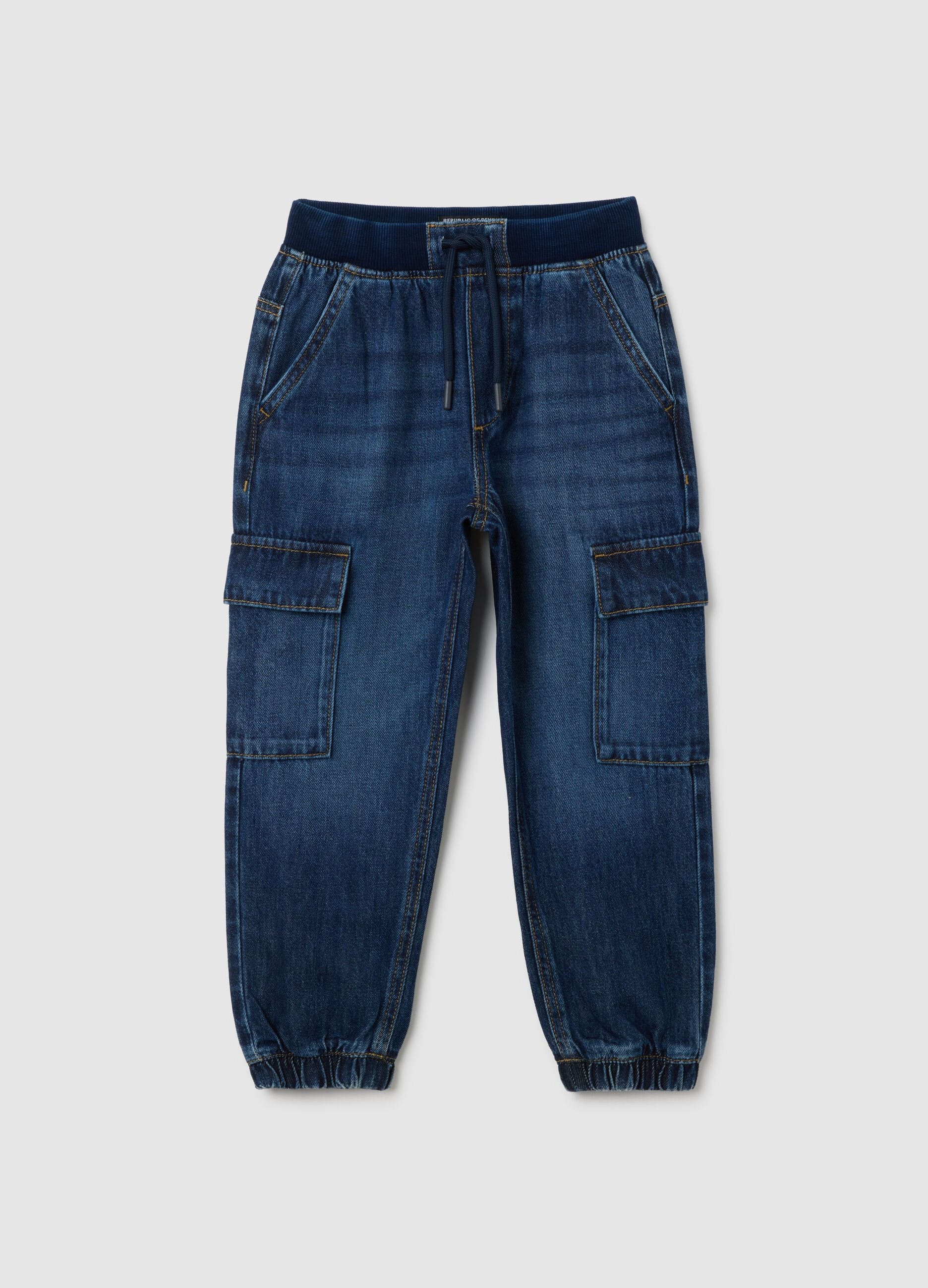 Kids' Blue Cotton Blend Trousers