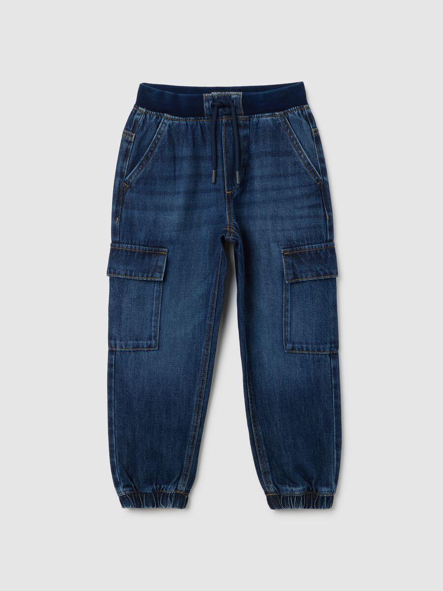 Kids' Blue Cotton Blend Trousers_0