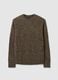 Maglione girocollo marrone khaki in misto lana_5