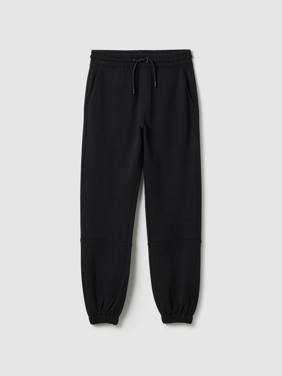Pantaloni jogger neri da ragazzo in puro cotone organico regular fit_3