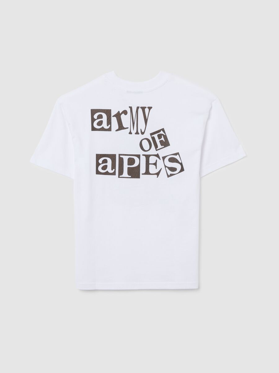T-shirt da ragazzo in puro cotone bianca oversize con stampa_1