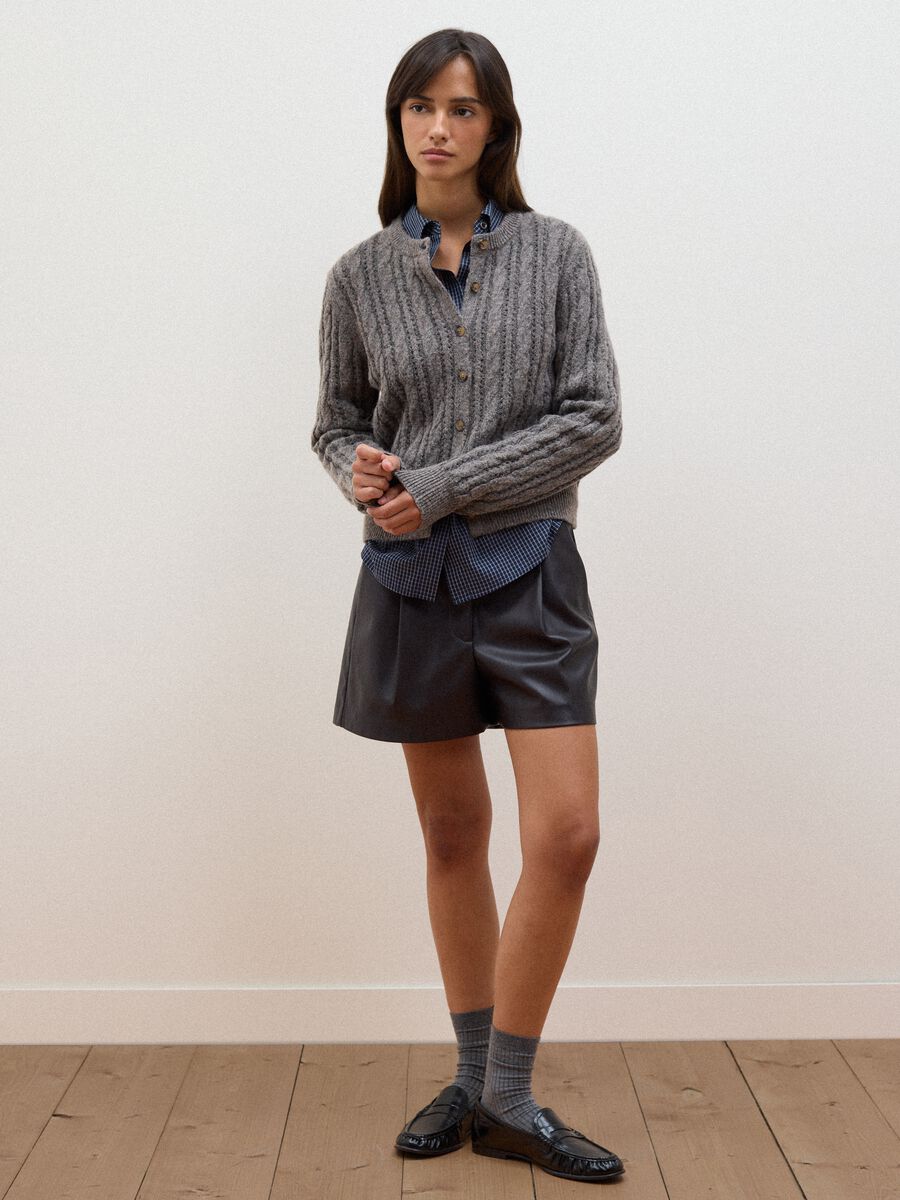 Grey cable-knit wool-blend cardigan_2
