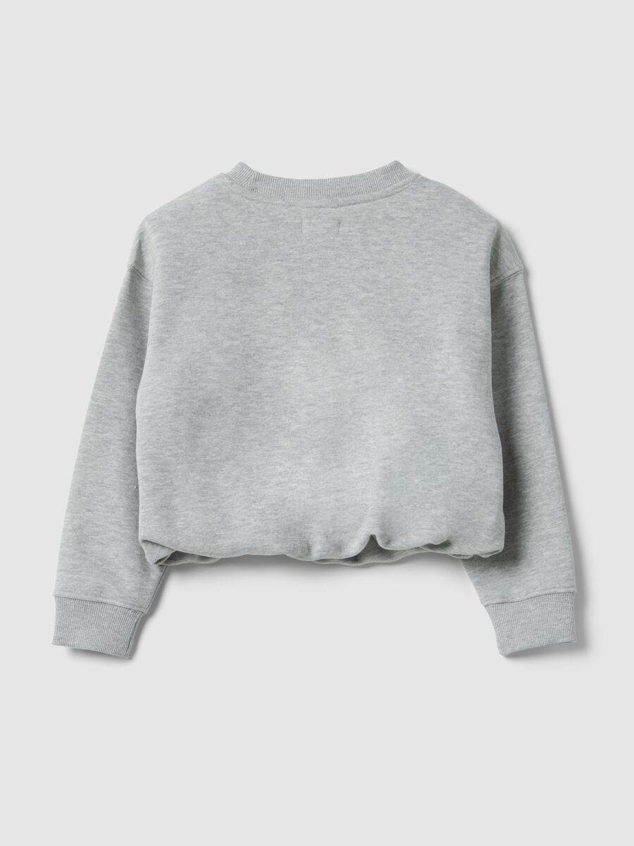 Grey cotton-blend sweatshirt for girls, regular fit with flowers_4