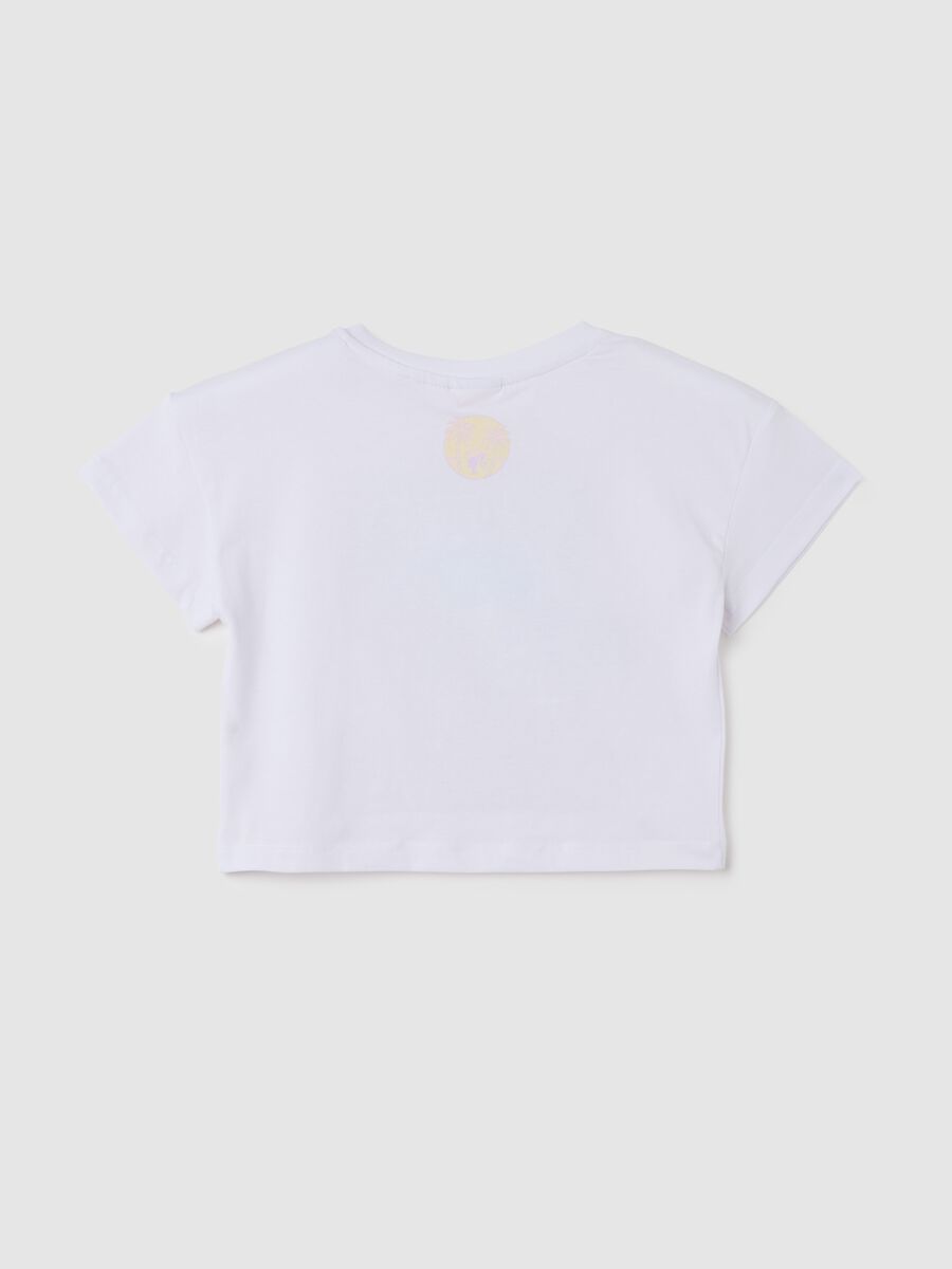 T-shirt da bambina in cotone elasticizzato bianca regular fit_1