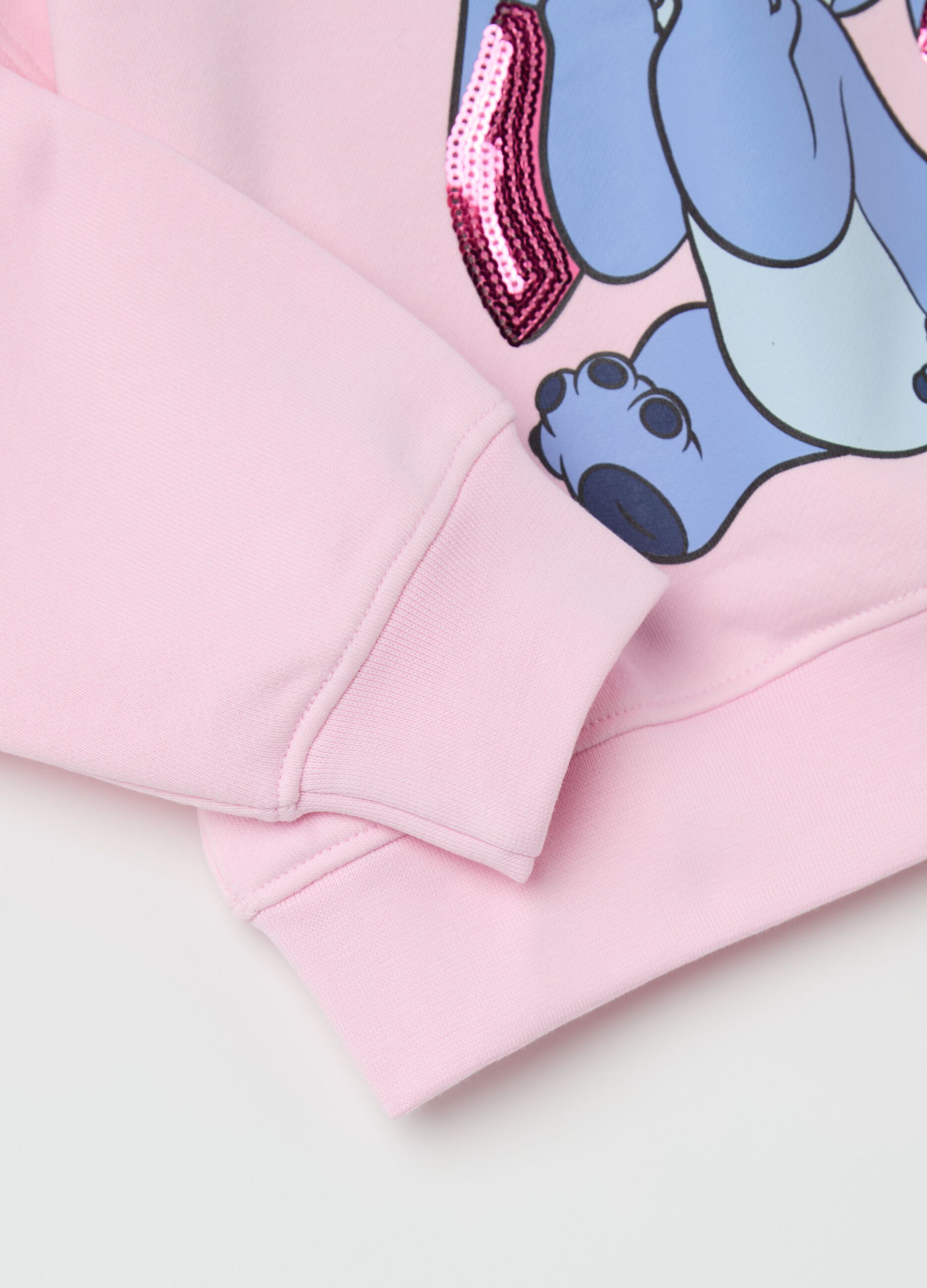 Felpa con paillettes e stampa Stitch 