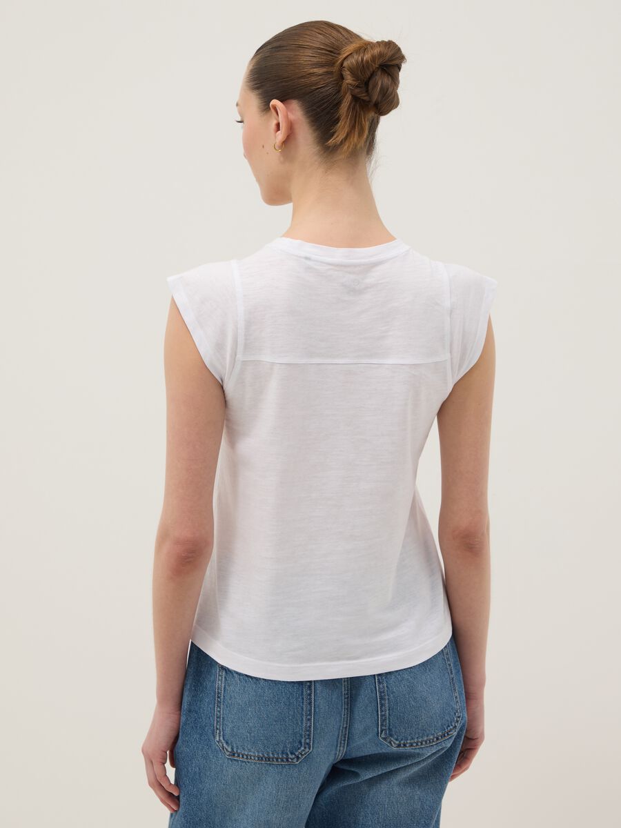 White short sleeve pure cotton T-shirt regular fit_2