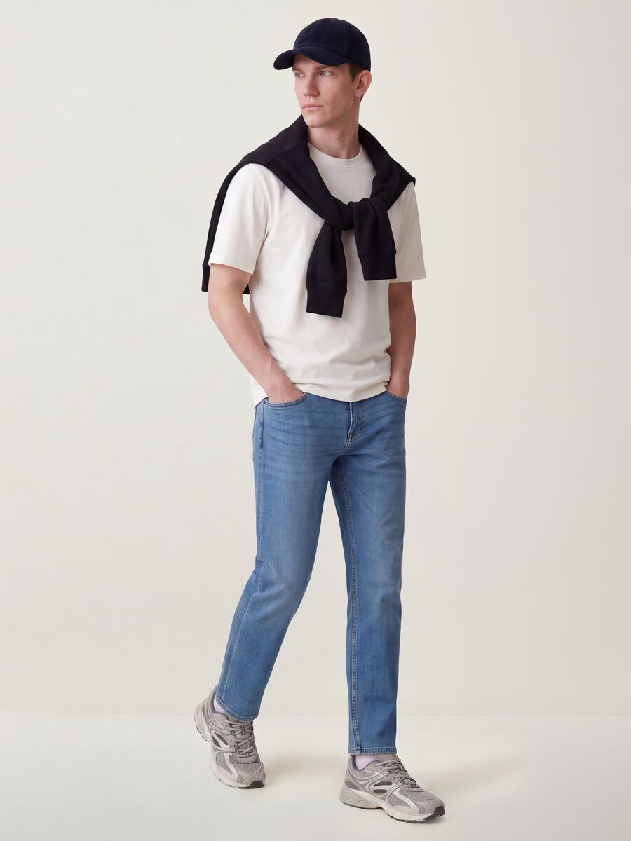 Light blue stretch cotton comfort-fit jeans_0