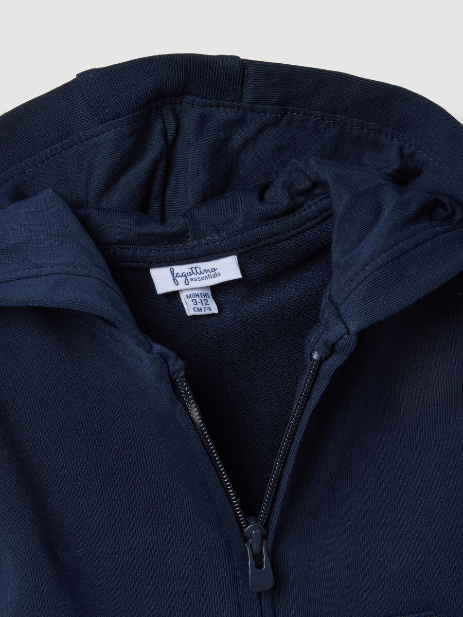 Blue pure cotton hoodie for kids with regular fit and zip_2