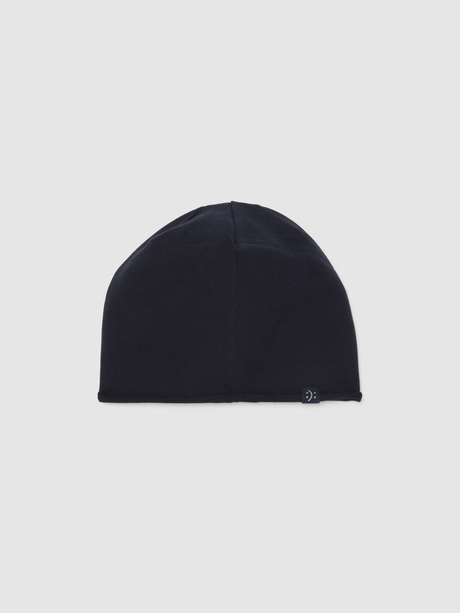 Cappello da ragazzo in cotone blu elasticizzato_0