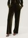 Pantaloni verdi wide leg in tessuto velour elasticizzato_2