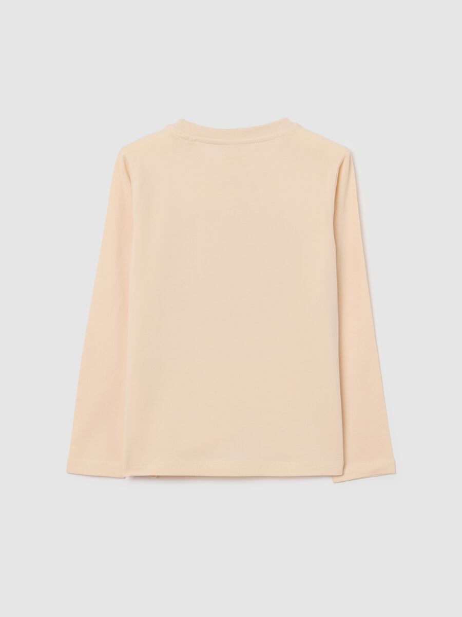 Girl's beige stretch cotton blend T-shirt, regular fit_1