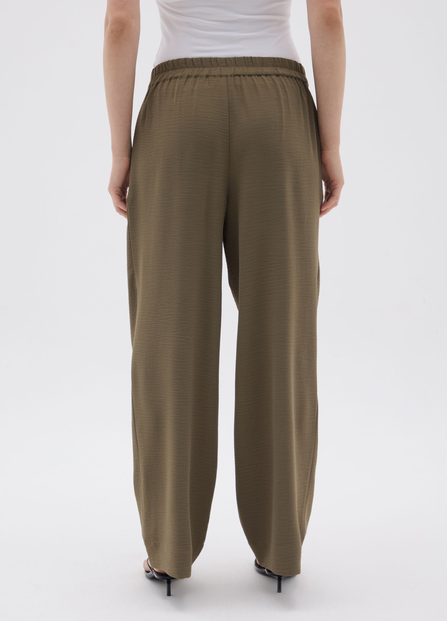 Women's Wide Green Trousers