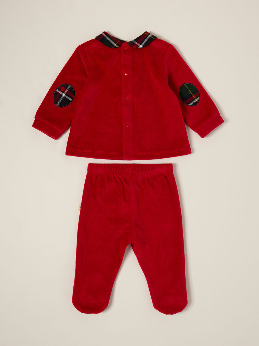 Red velour set with teddy bear_1