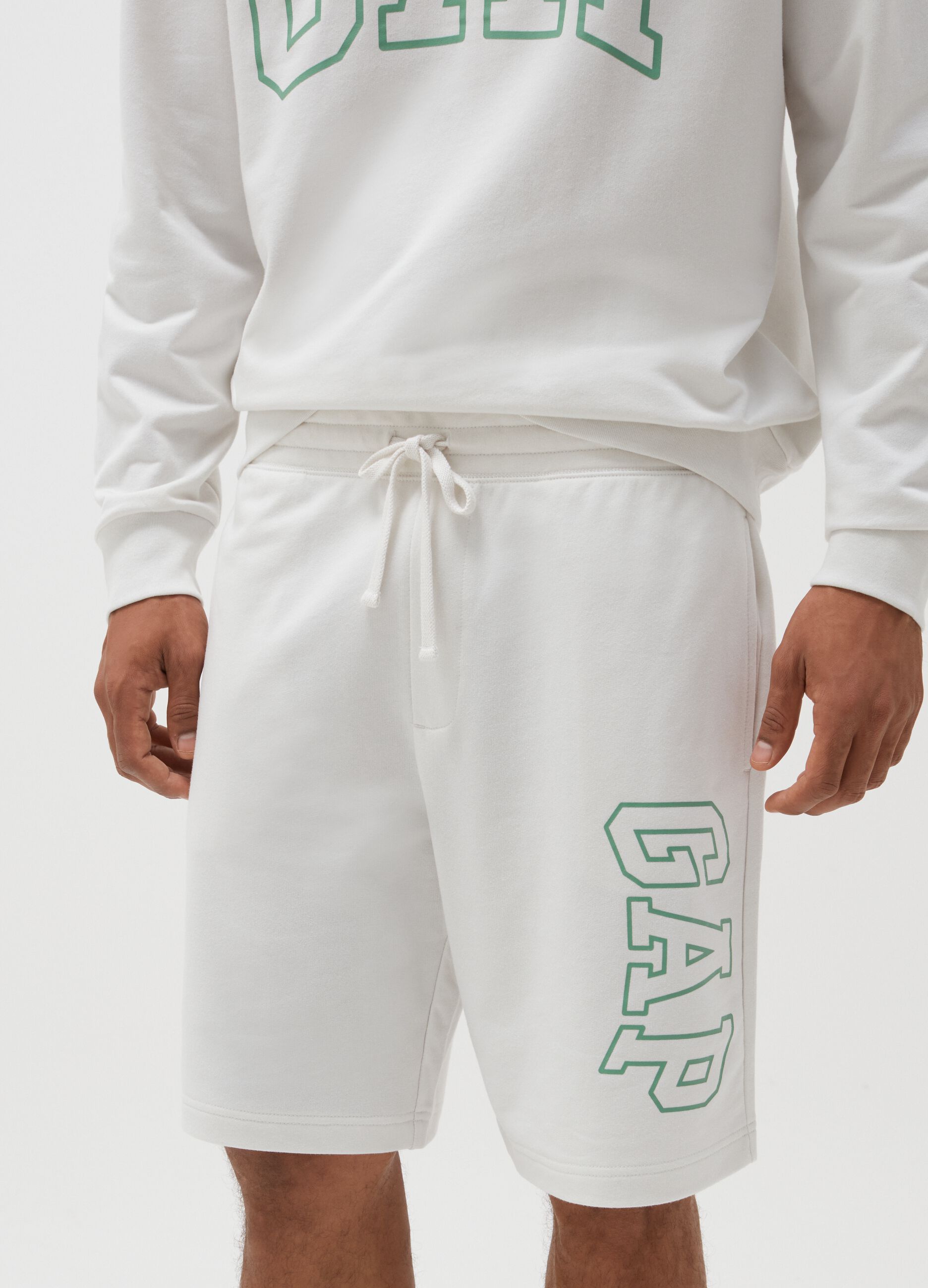 Plush Bermuda shorts with logo print