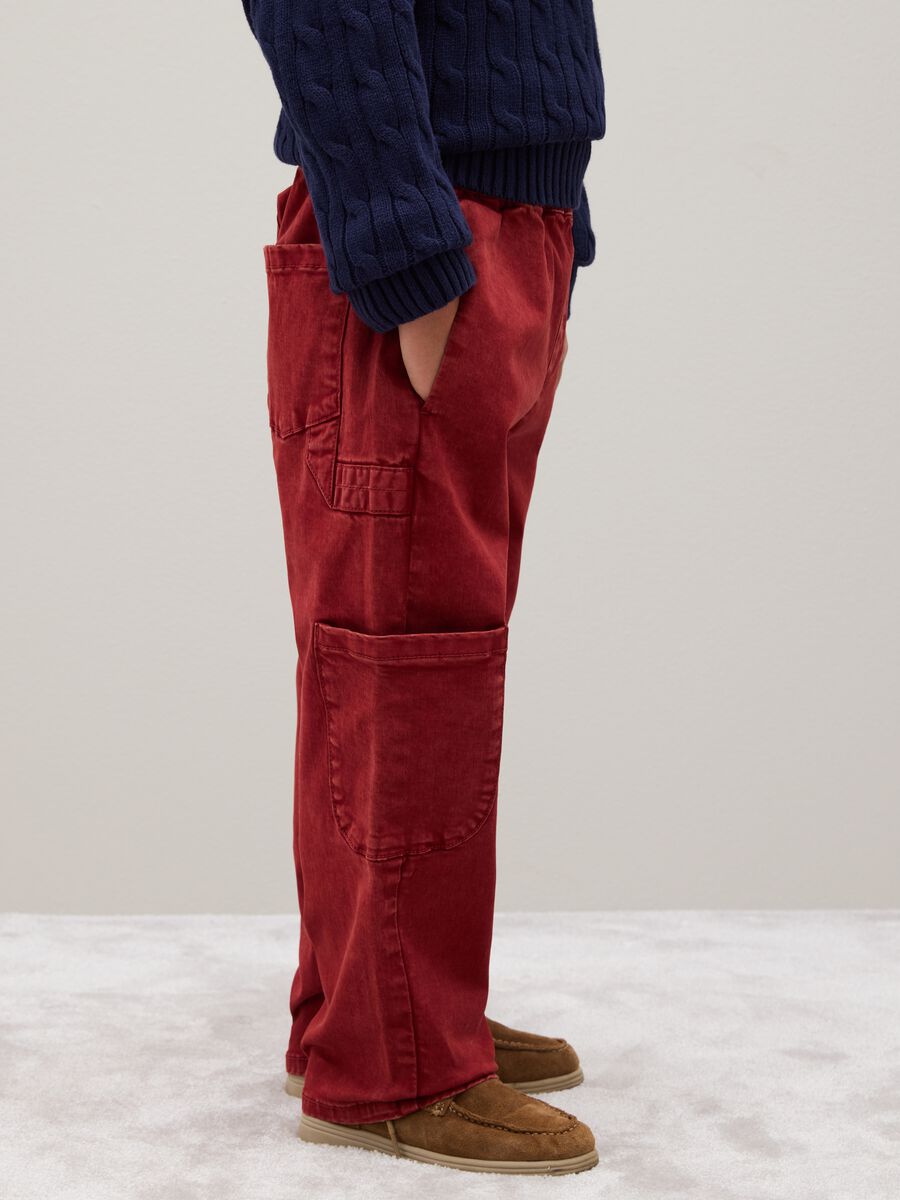 Children's Red Cotton Stretch Baggy Trousers_2