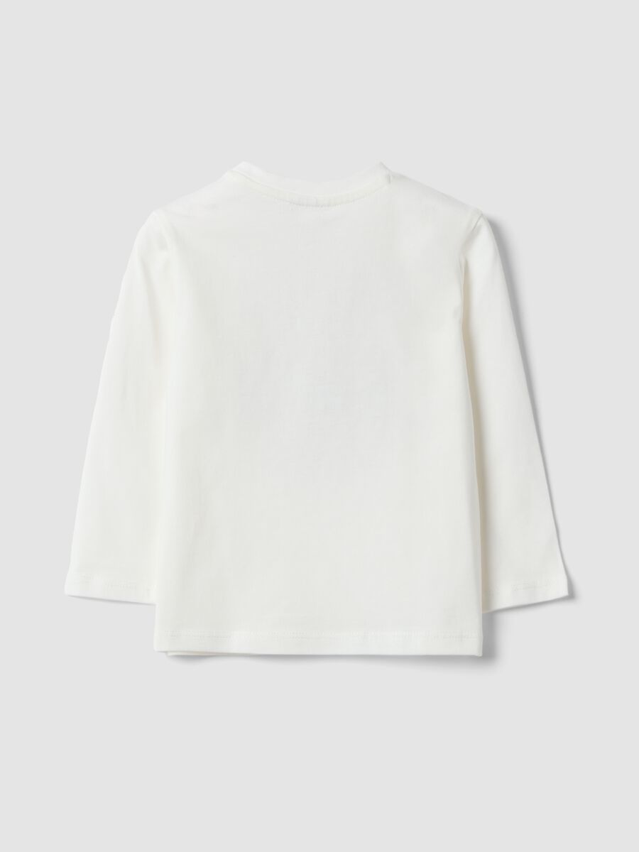 White organic cotton T-shirt with teddy bear print_1