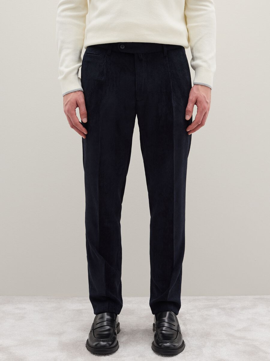 Stretch Velvet Blue Trousers_1