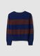 Blue striped viscose-blend polo-collar top, regular fit_2