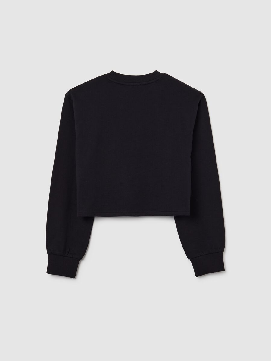 Felpa da ragazza in puro cotone nero regular fit_1