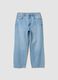 Light blue wide-leg jeans in pure cotton_4