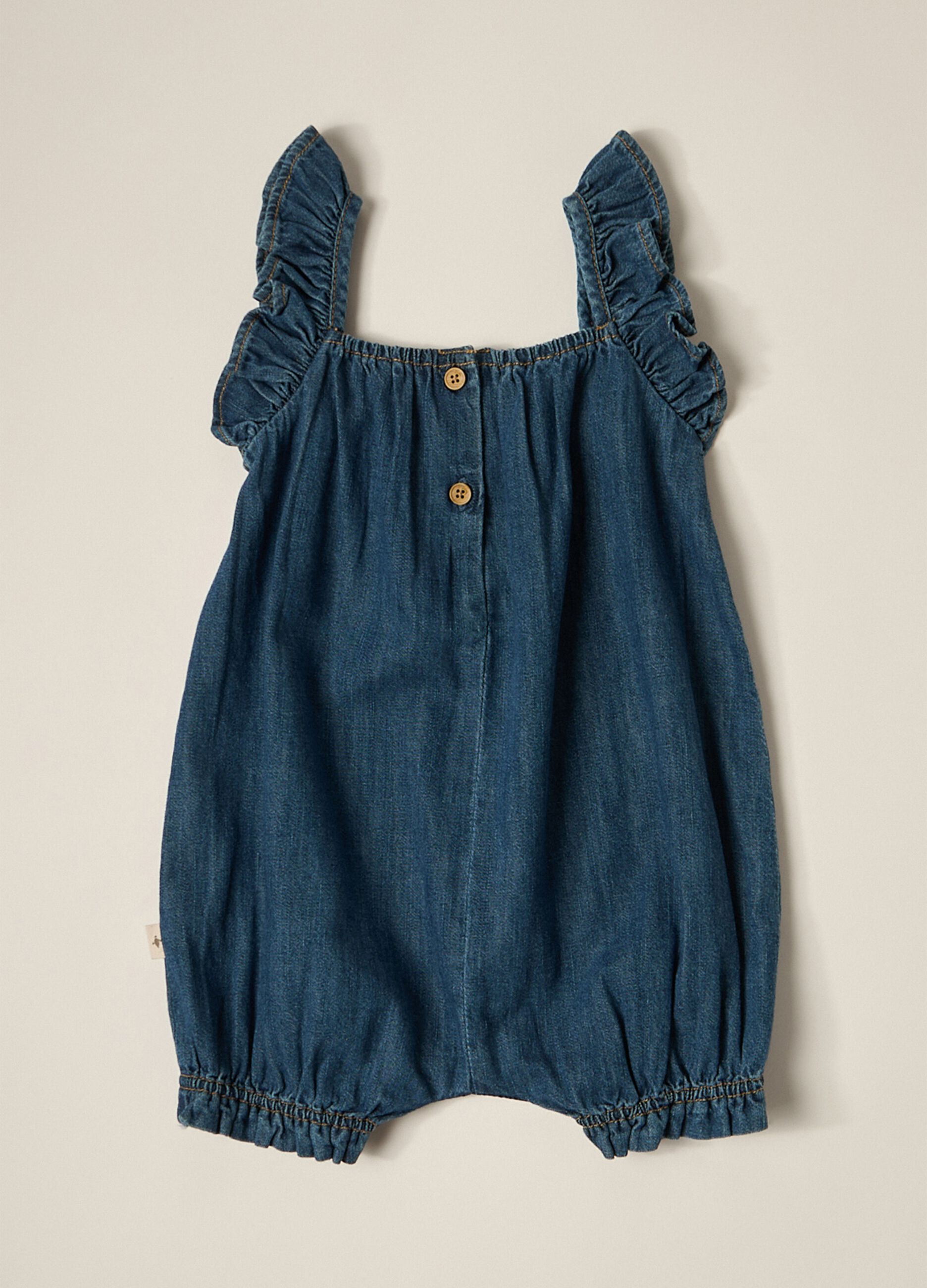 Pagliaccetto in denim di puro cotone IANA neonata