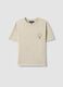 Beige pure cotton short-sleeve T-shirt, regular fit, with print_4