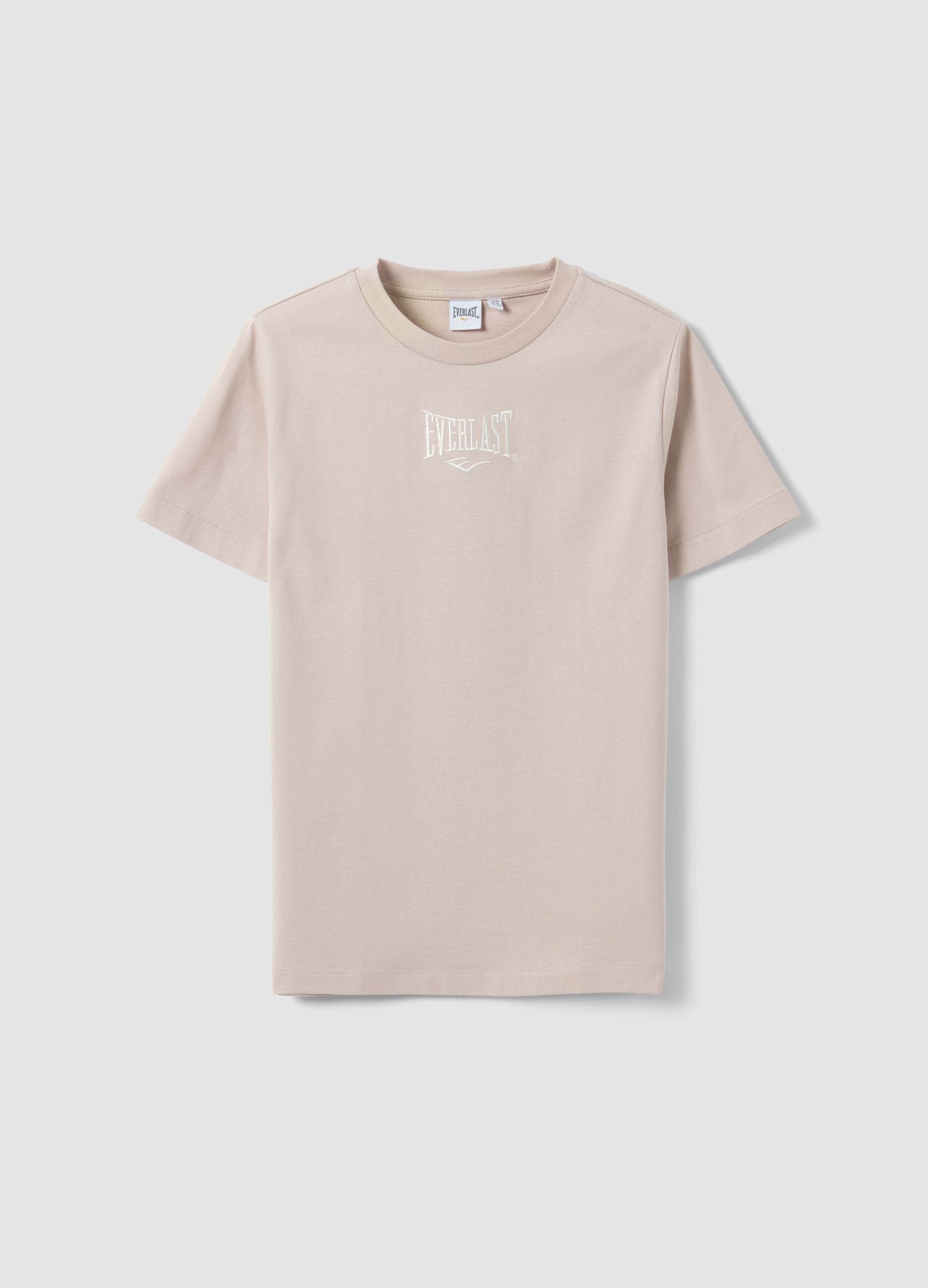 Beige pure cotton regular-fit printed T-shirt for girls