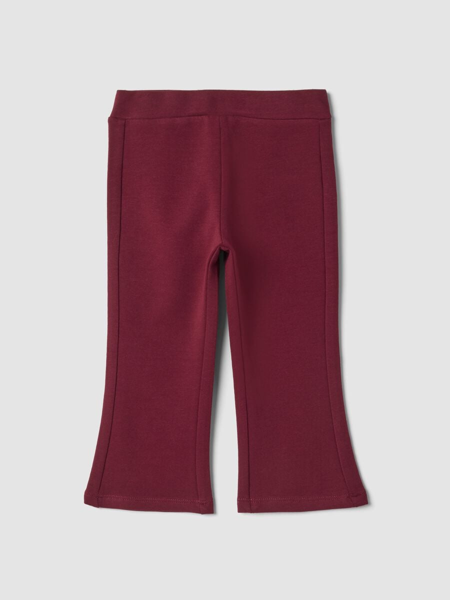 Red flared leggings in stretchy organic cotton_0