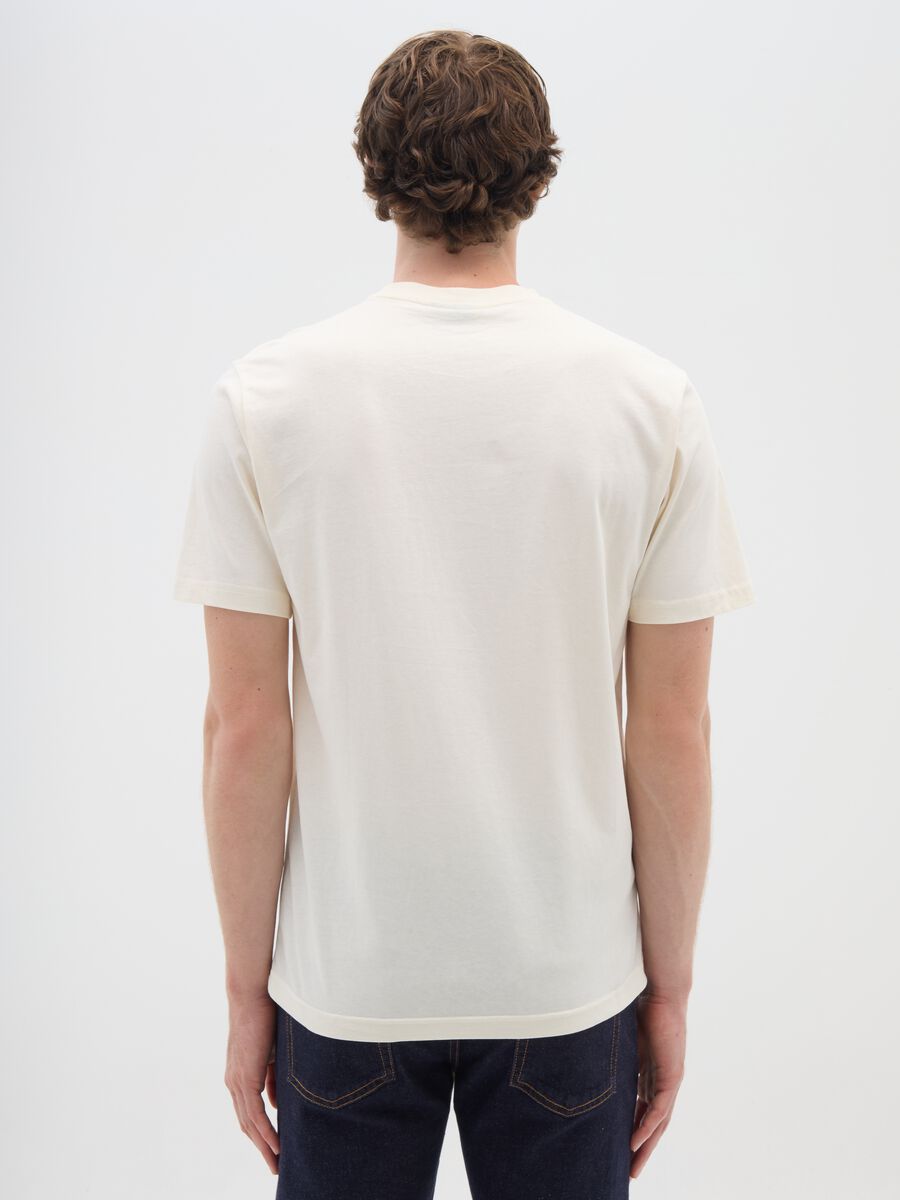 Regular fit short sleeve beige T-shirt in pure cotton_2