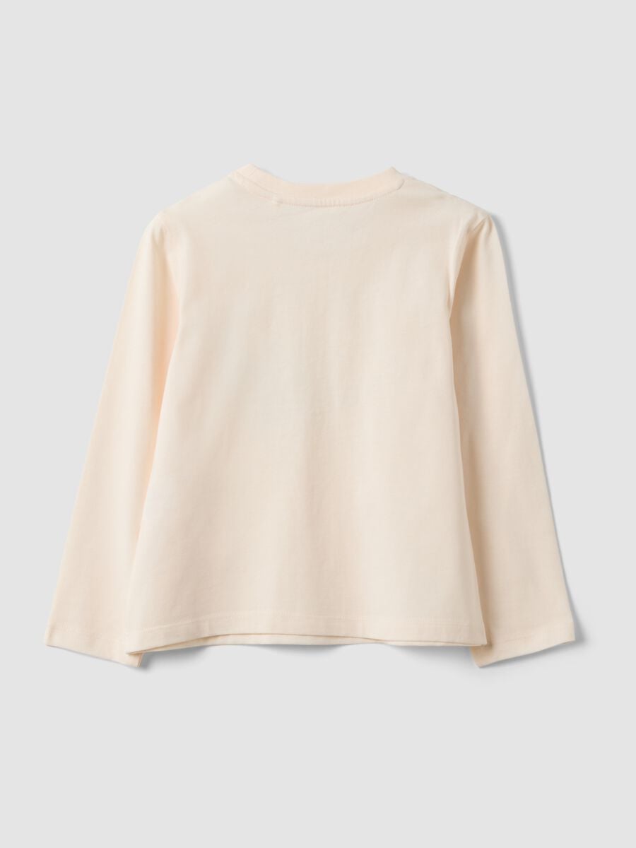 T-shirt beige in puro cotone organico con girocollo_1