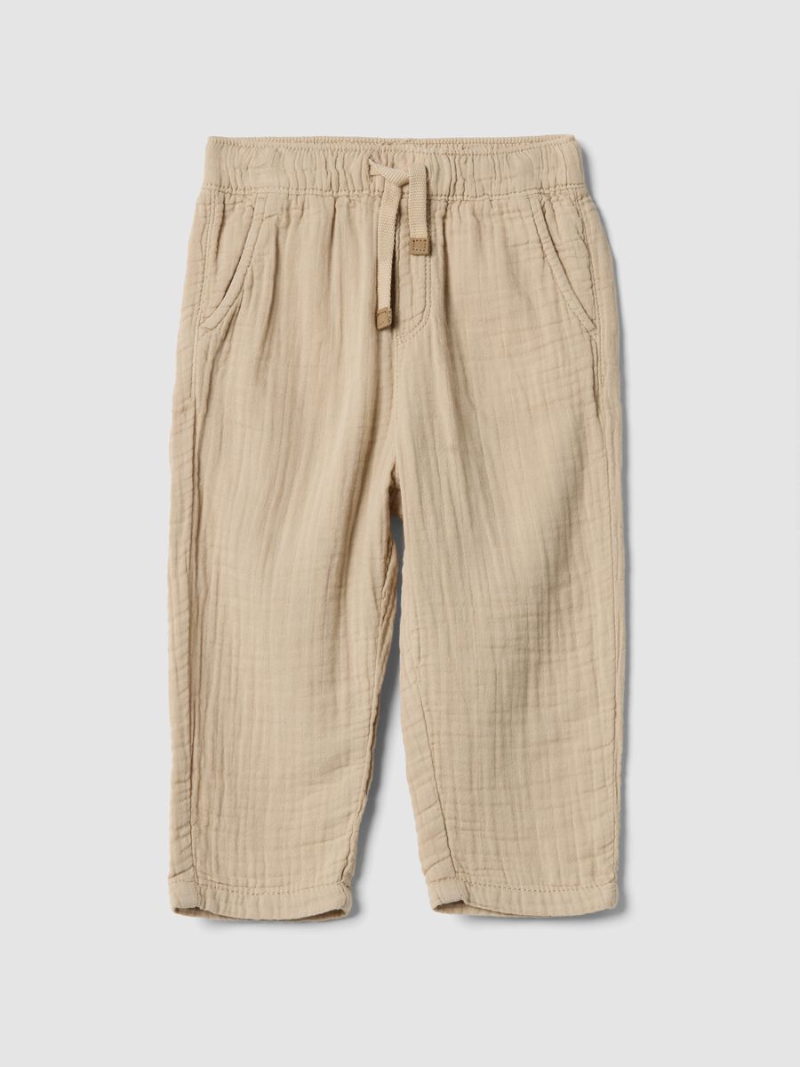Boys' beige pure cotton trousers regular fit_0
