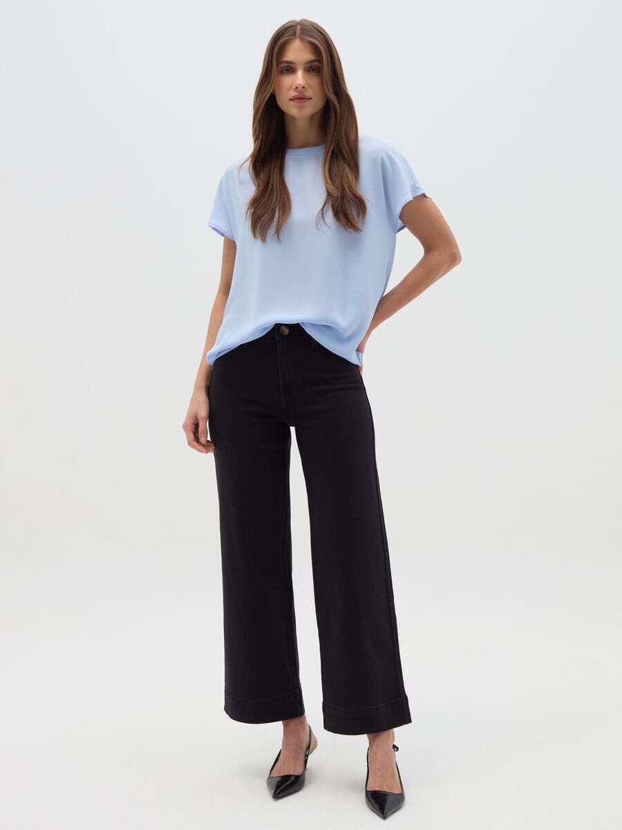 Solid colour blouse in crêpe_1