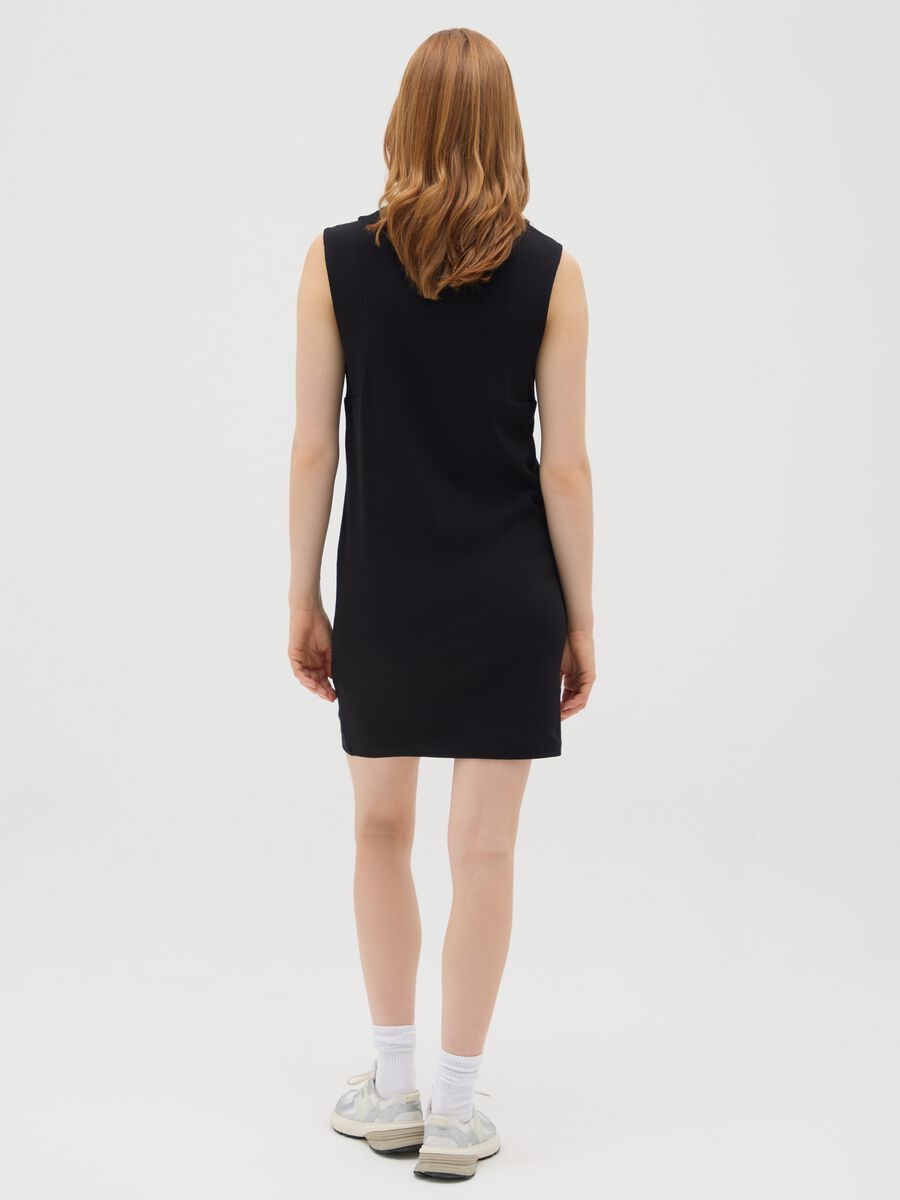 Women's Black Stretch Cotton Fitted Dress_2
