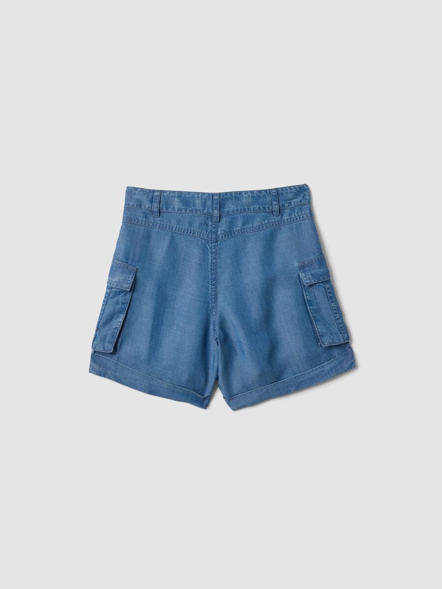 Shorts cargo blu in puro lyocell per bambina regular fit_4