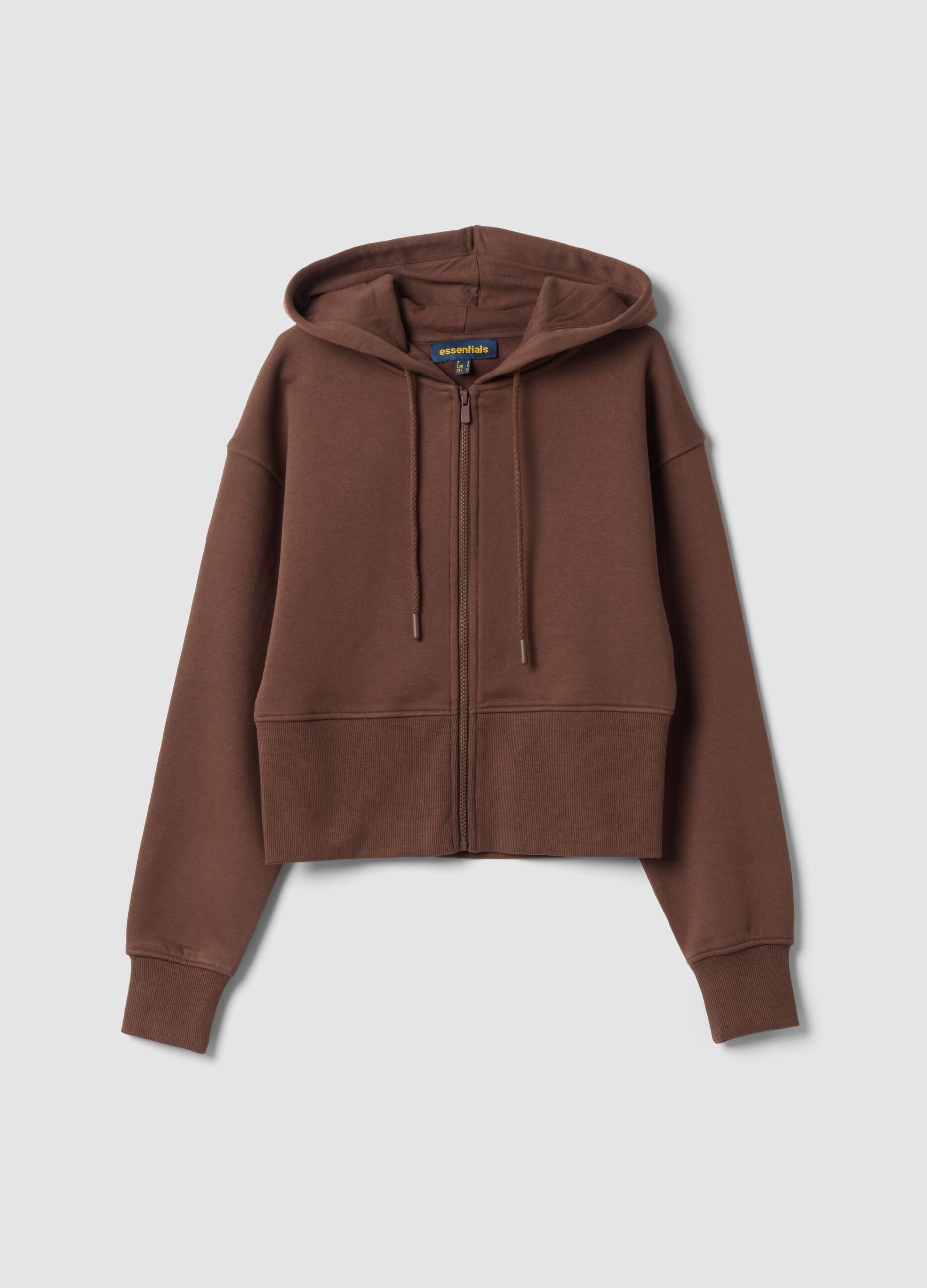 Brown fitted cotton-blend hoodie