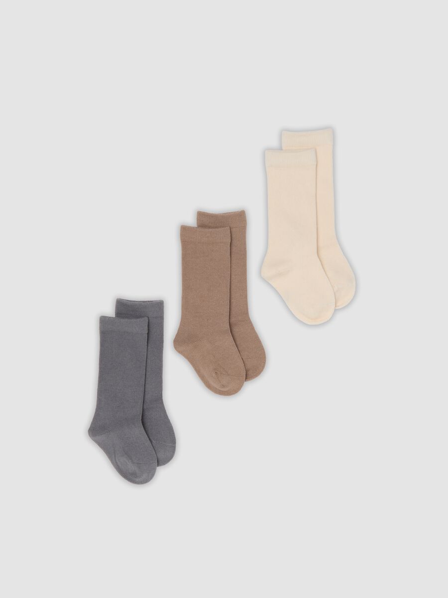 Tripack di calze lunghe multicolor in cotone organico elasticizzato_0