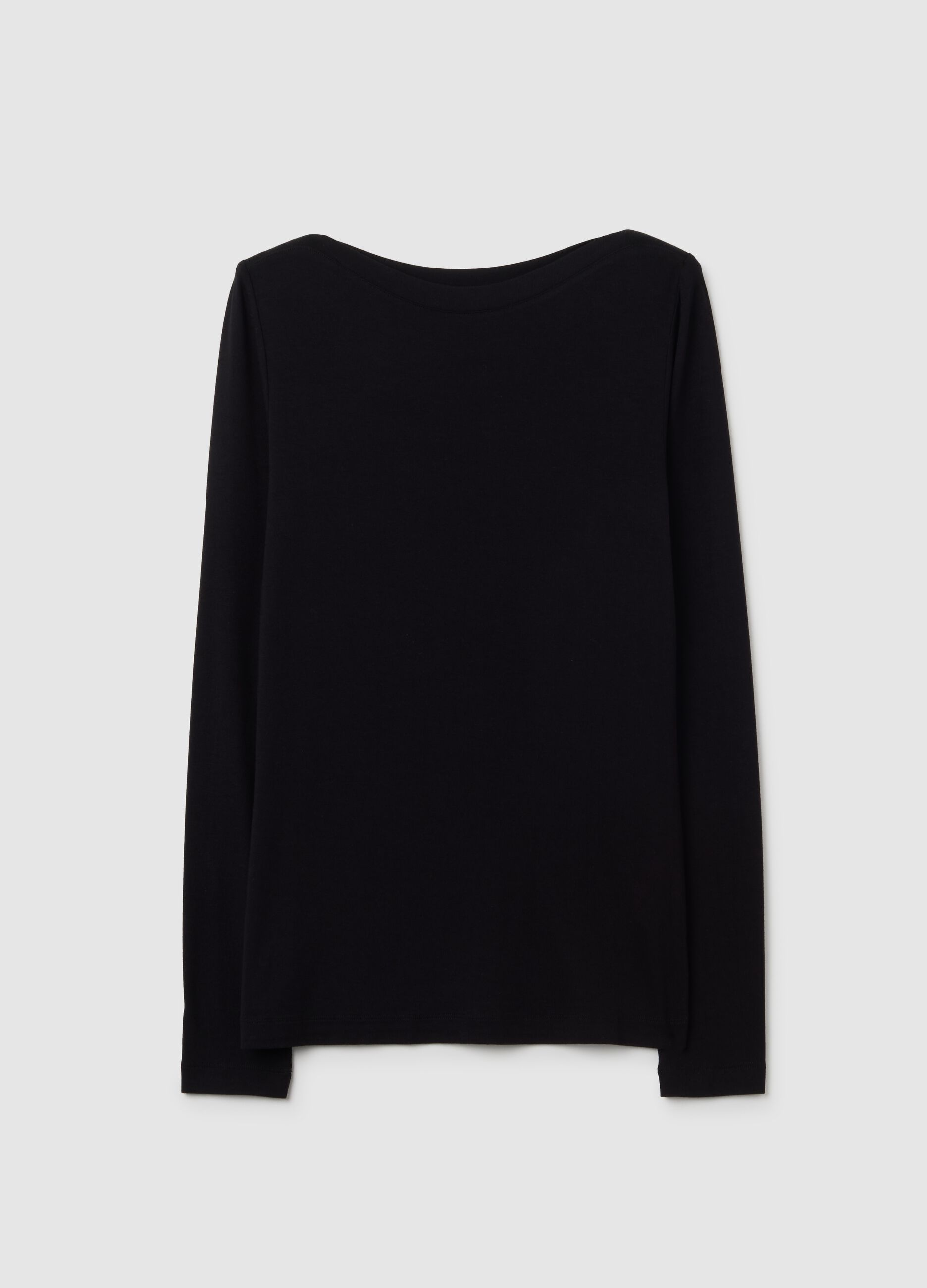 Black Stretch Fabric T-Shirt Regular Fit