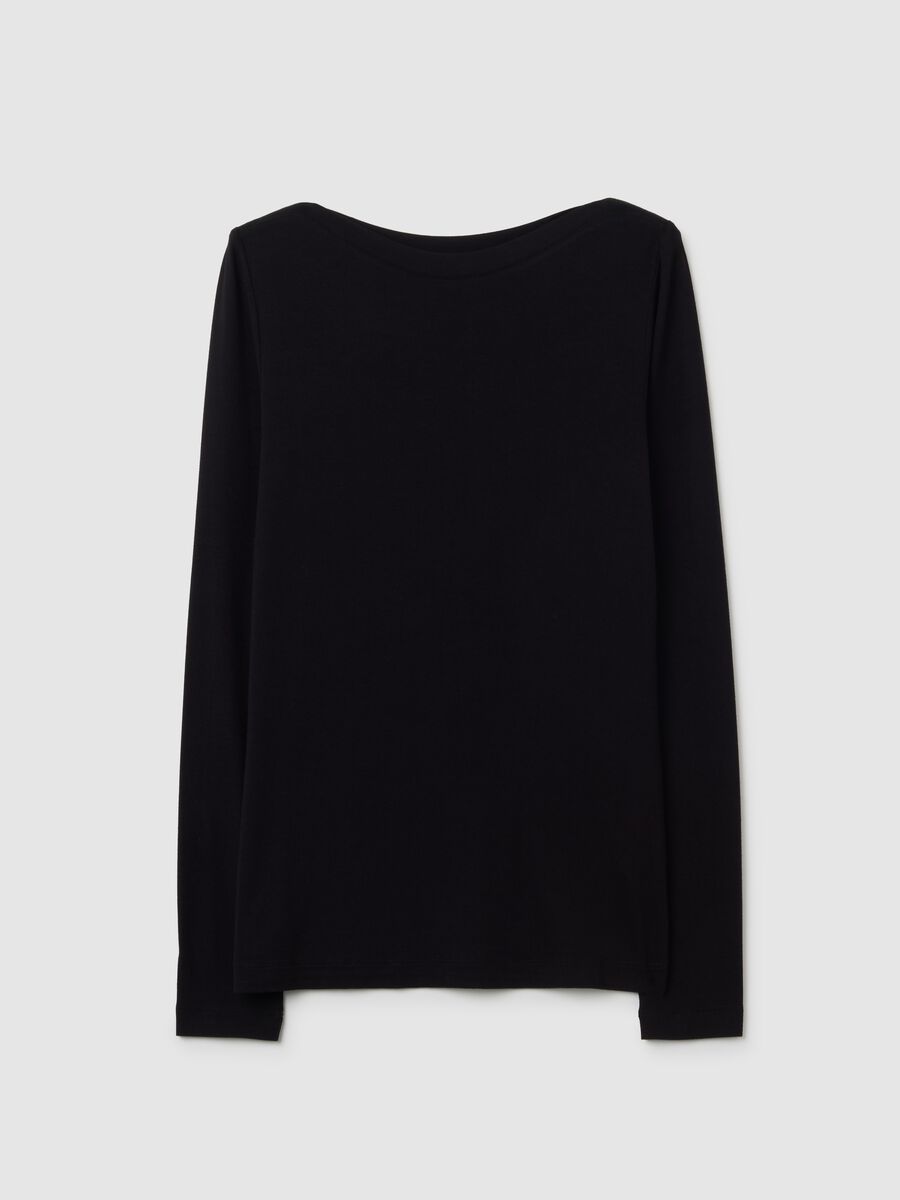 Black Stretch Fabric T-Shirt Regular Fit_4