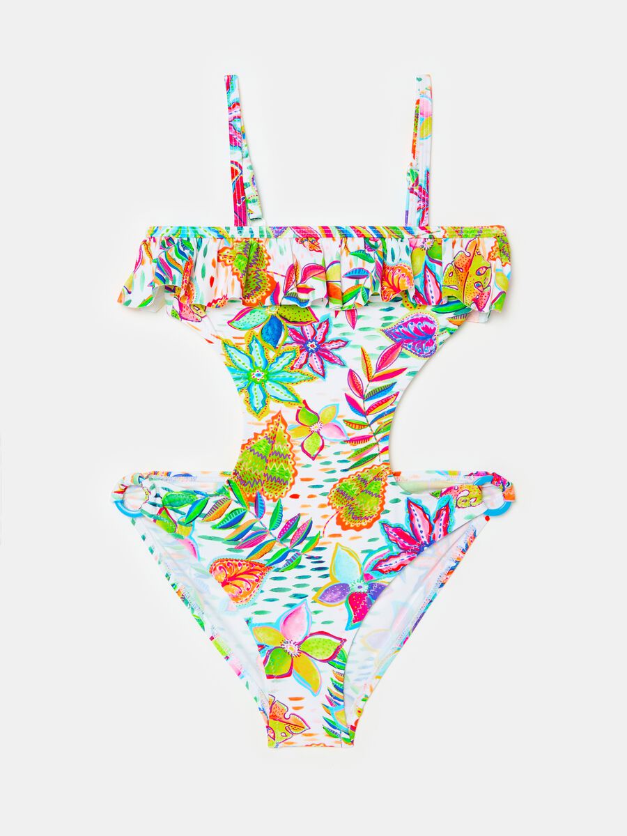 Foliage one-piece swimsuit with cut-out details_0