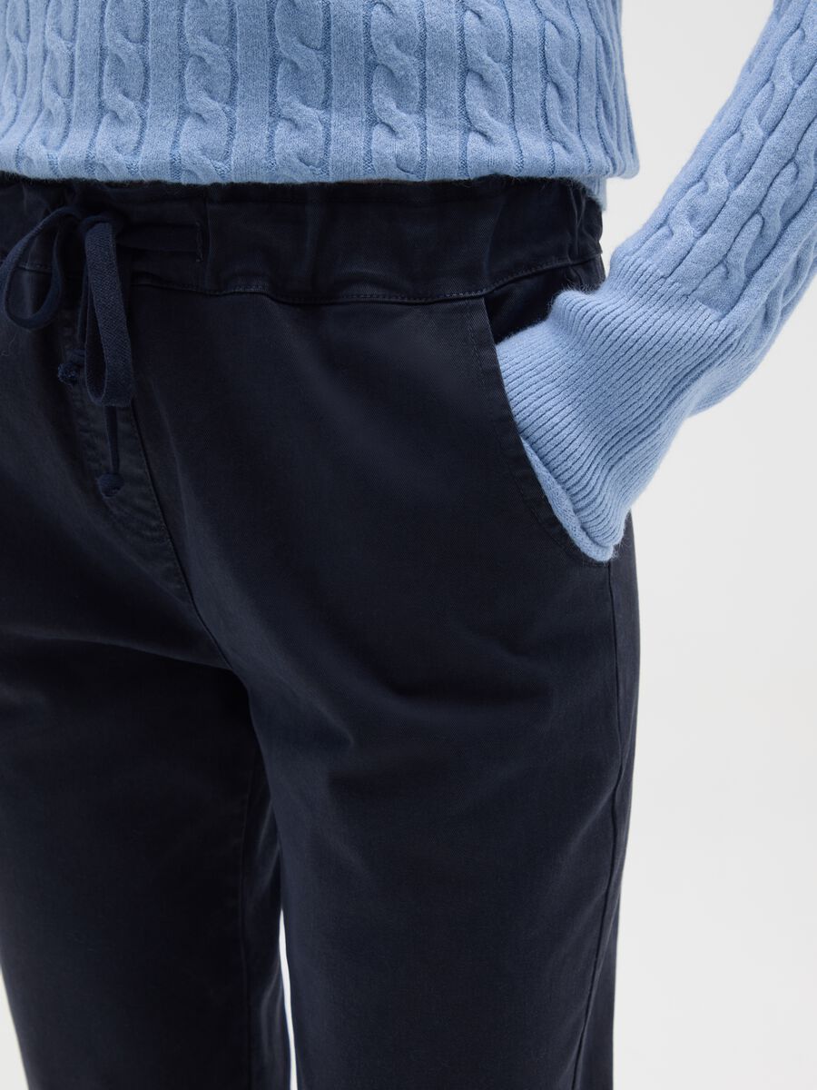 Blue Stretch Cotton Regular Fit Trousers_3