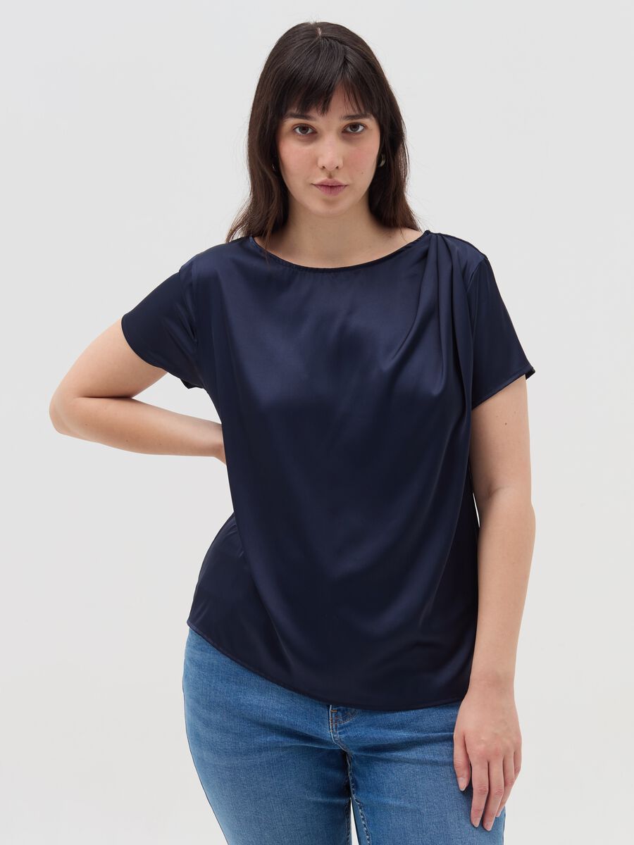 Blusa in tessuto combinato Curvy_0
