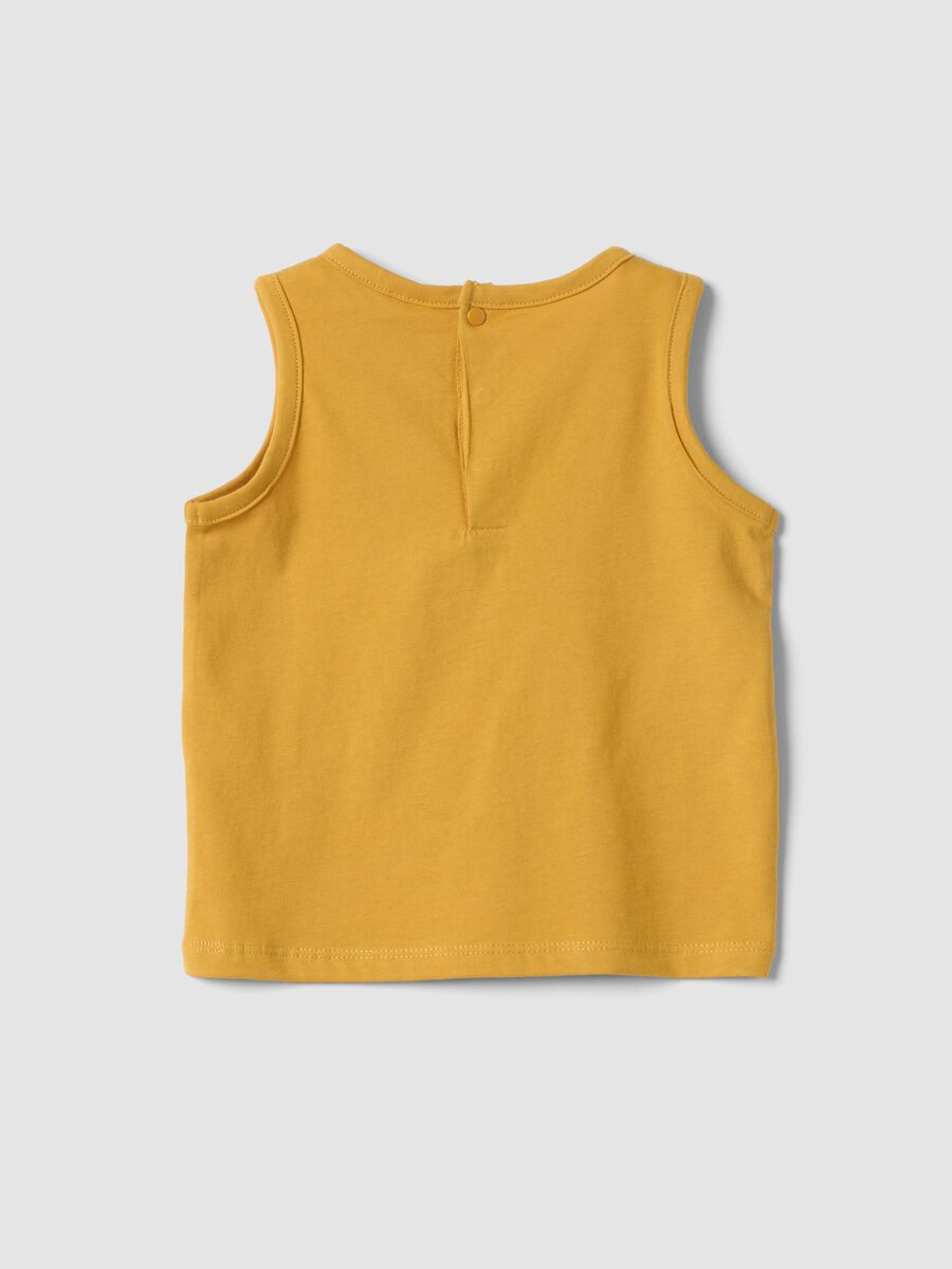 Yellow organic cotton tank top with print_1