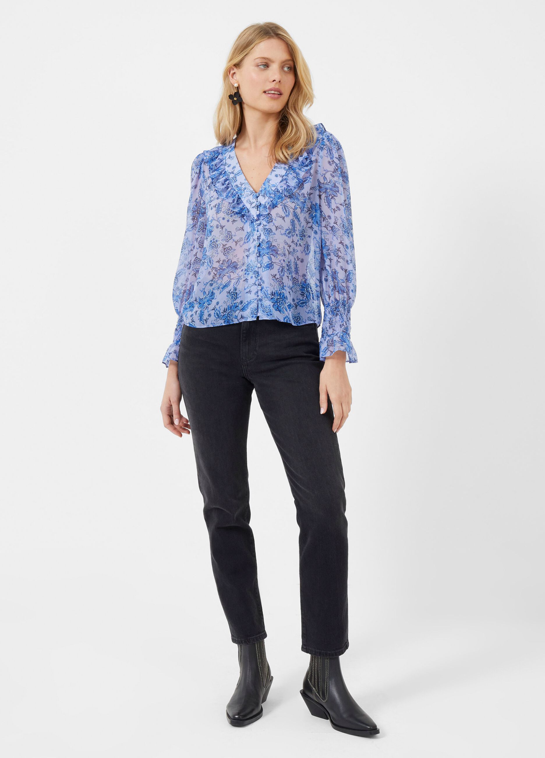 French Connection floral blouse with buttons