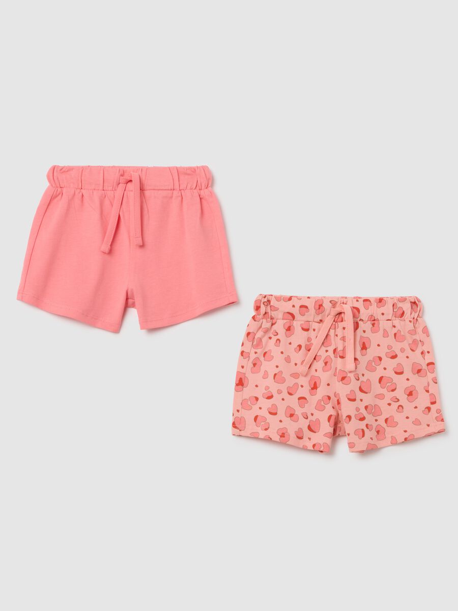 Baby girl shorts in pure cotton pink and blue regular fit_0