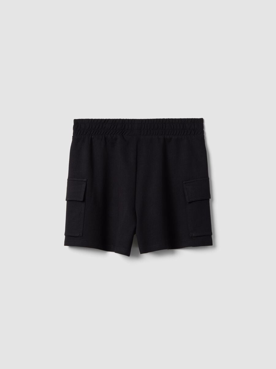 Shorts cargo in misto cotone neri da ragazza relaxed fit_4