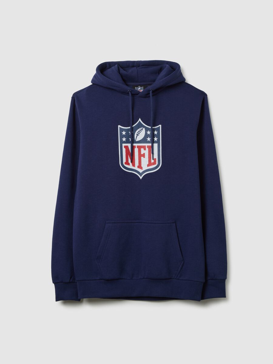 Blue cotton blend hoodie with NFL logo_0